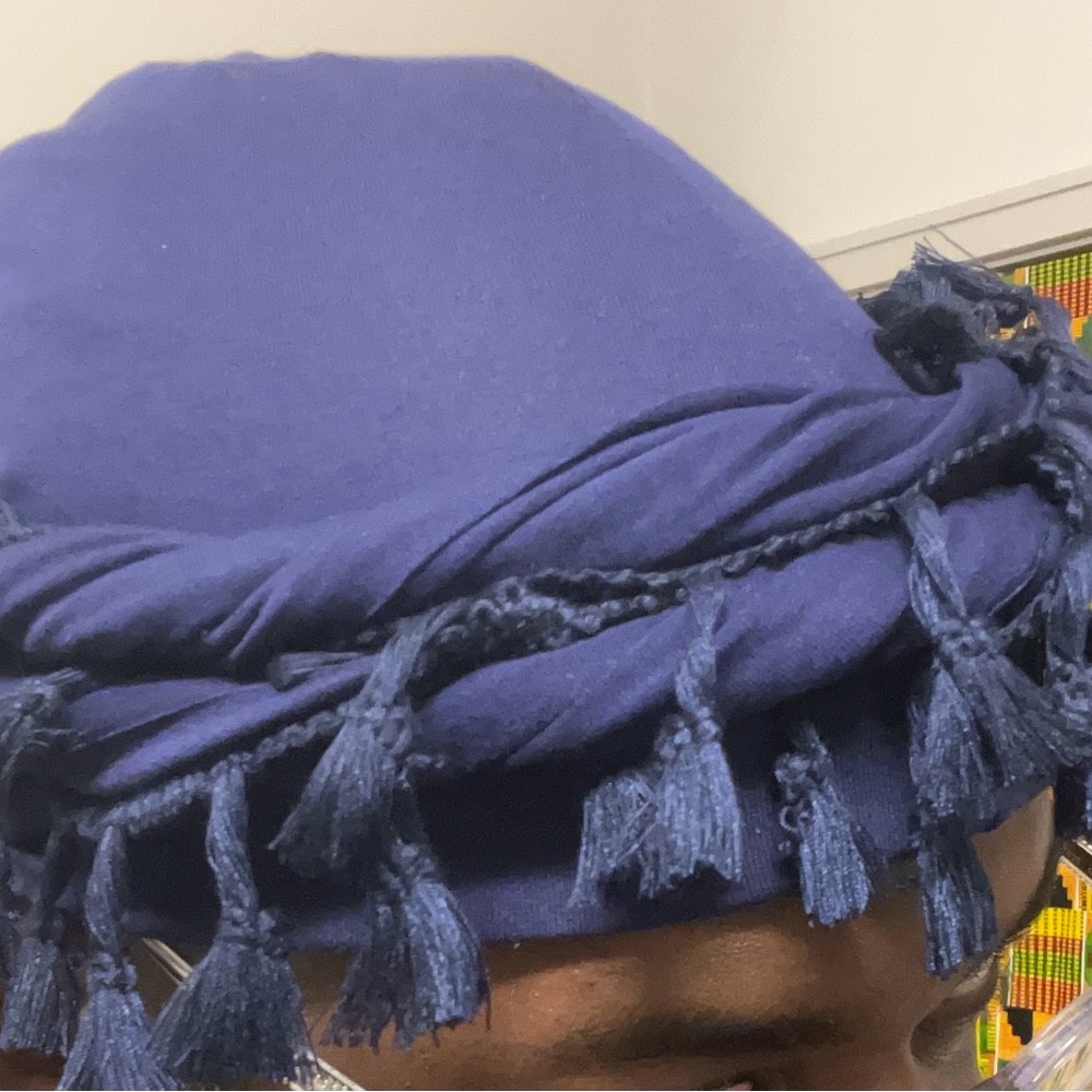 Blue Tassel Headwrap